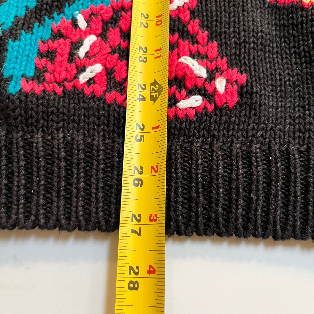Cape Isle Knitters Vintage Tropical Fish Coral Reef Black Ramie Cotton Sweater L - Picture 8 of 10